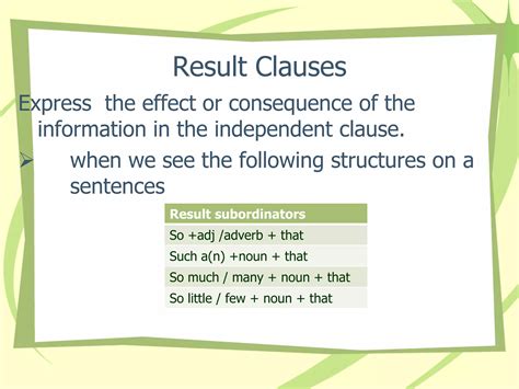 clauses of result|Clauses of Result .